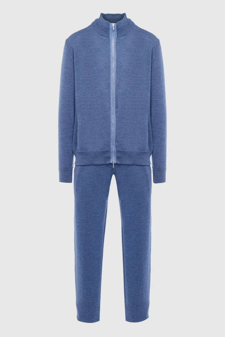 Cesare di Napoli man men's sports suit made of wool and silk, blue купить с ценами и фото 142765 - photo 1