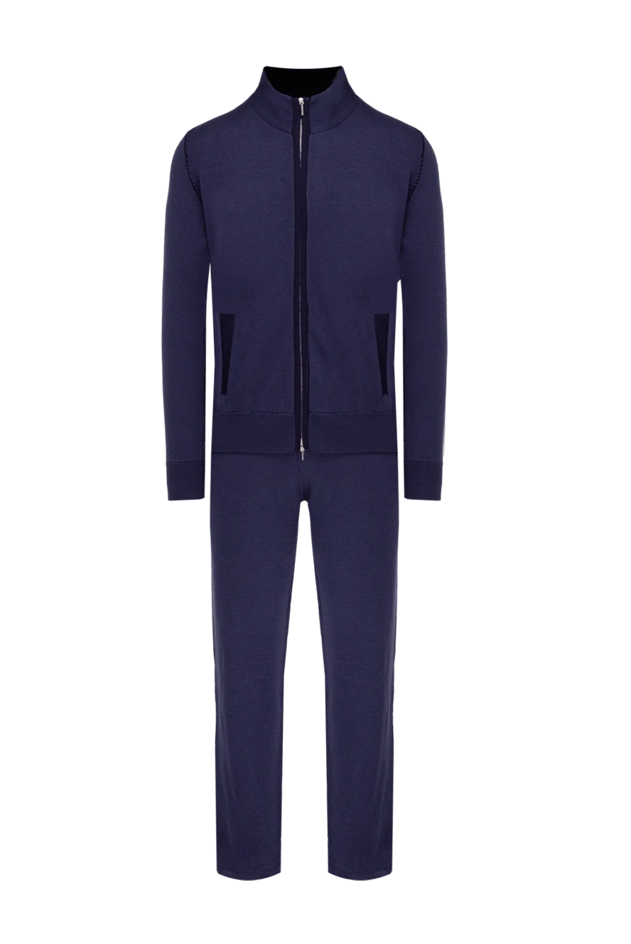 Cesare di Napoli man men's sports suit made of wool, silk and cashmere, blue купить с ценами и фото 142767 - photo 1