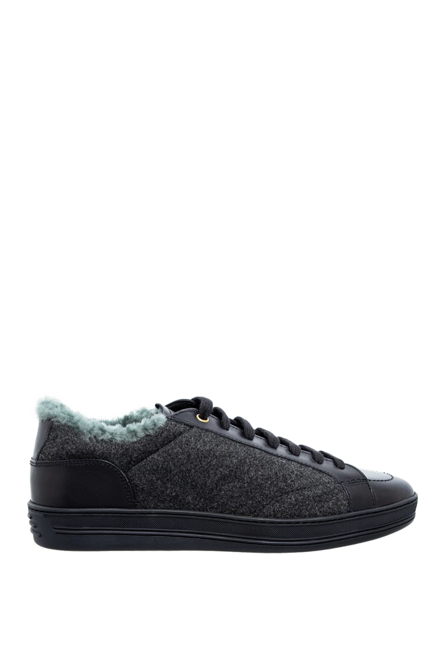 Doucal`s man gray leather and wool sneakers for men купить с ценами и фото 142783 - photo 1