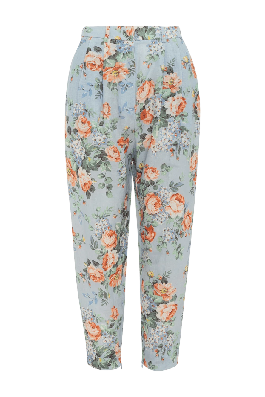 Zimmermann woman blue linen trousers for women купить с ценами и фото 143233 - photo 1