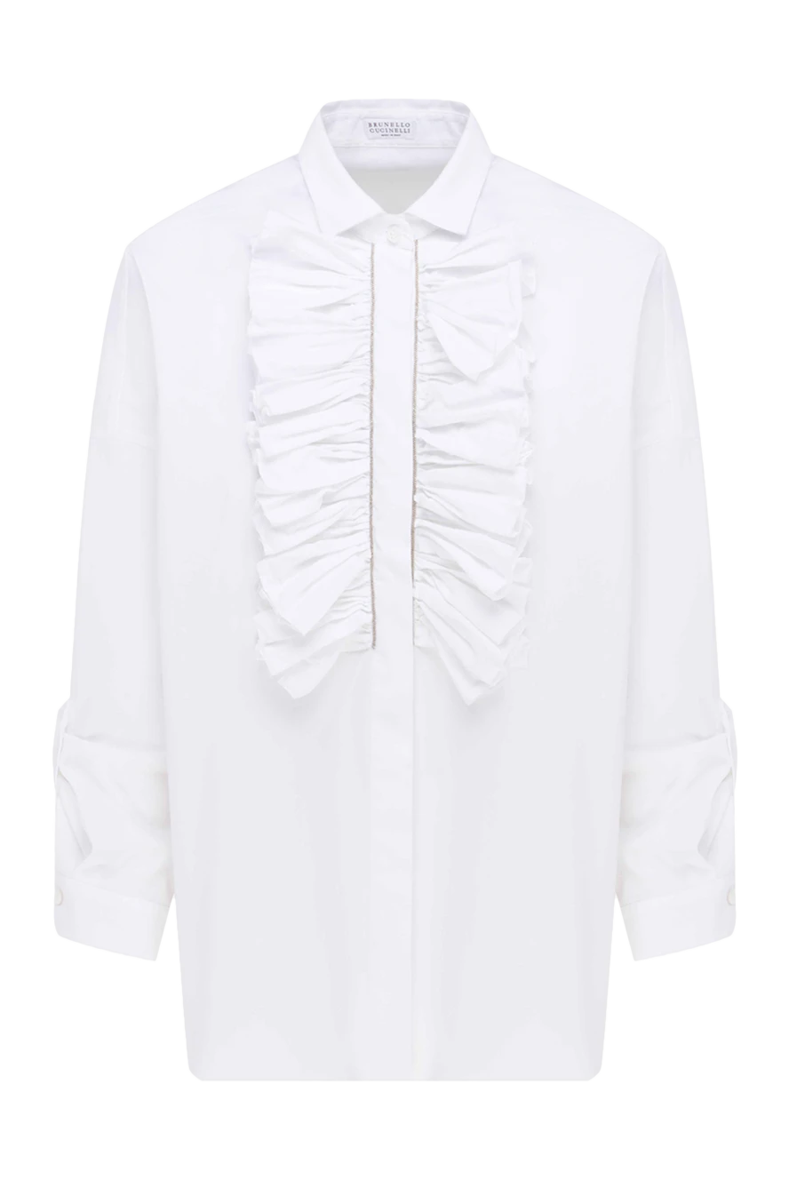 Brunello Cucinelli woman white cotton and polyamide shirt for women купить с ценами и фото 143447 - photo 1