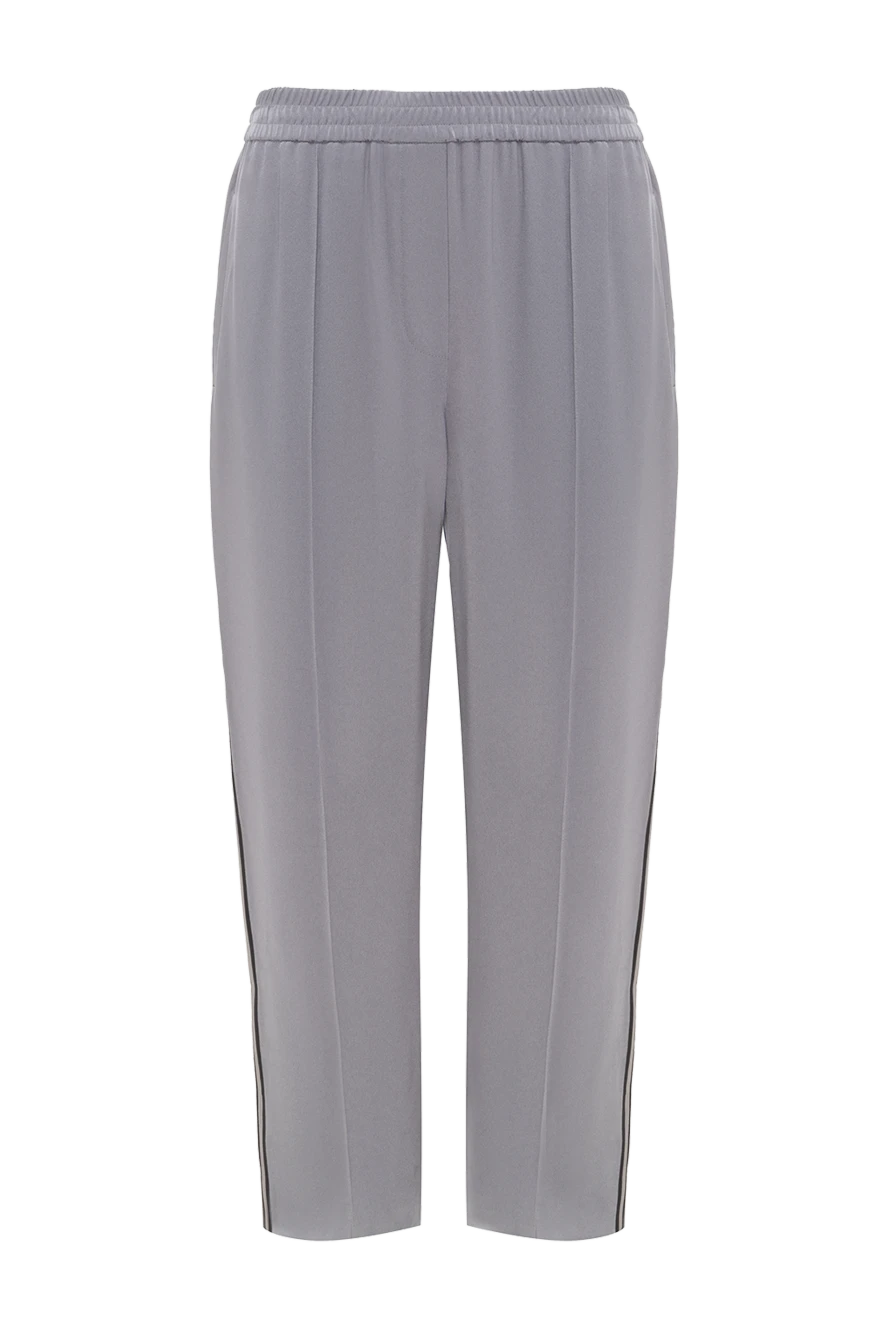 Brunello Cucinelli woman gray viscose and acetate trousers for women купить с ценами и фото 143486 - photo 1