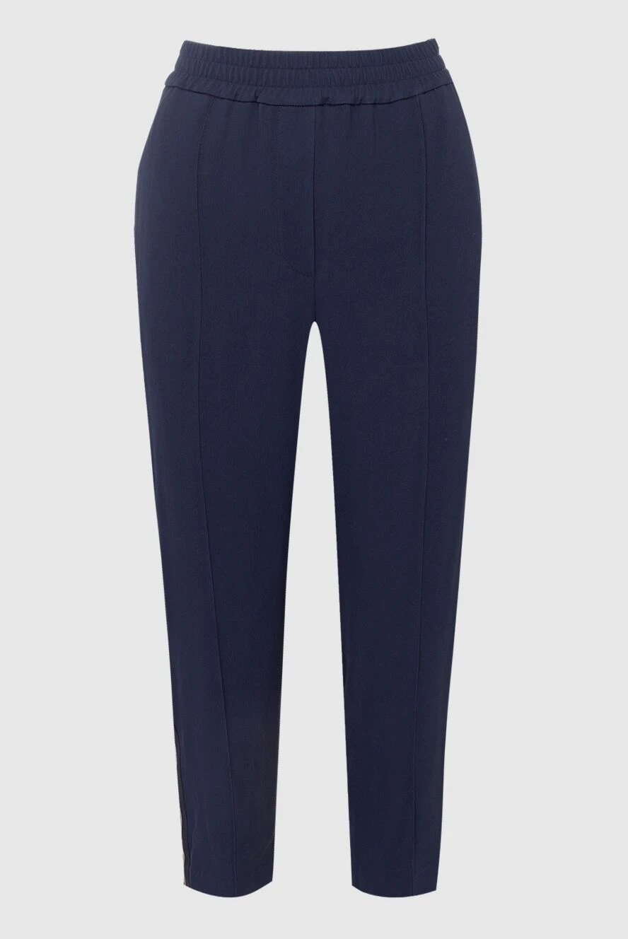 Brunello Cucinelli woman blue viscose pants for women купить с ценами и фото 143487 - photo 1