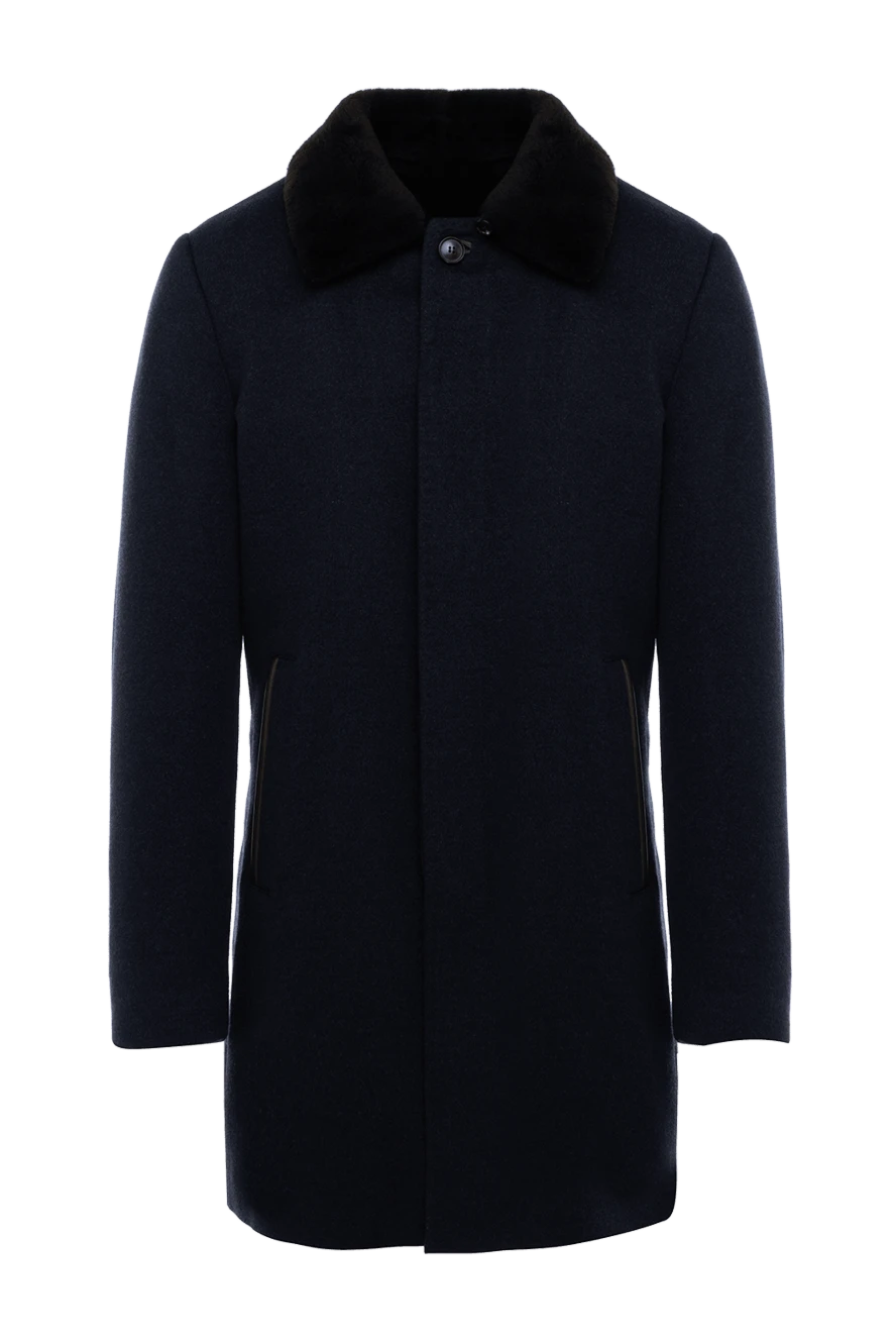 Gallotti man cashmere and fur coat blue for men купить с ценами и фото 143622 - photo 1