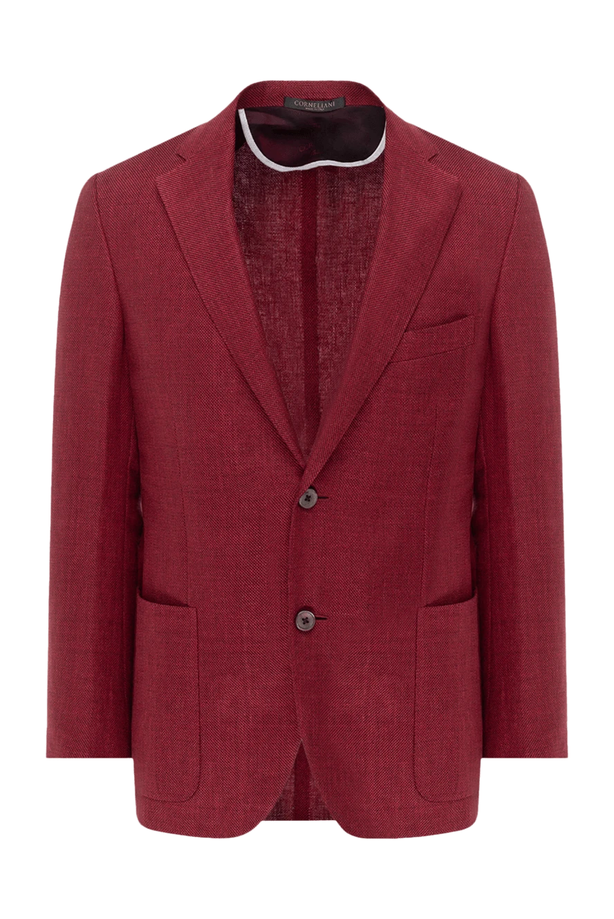 Corneliani man men's burgundy linen and wool jacket купить с ценами и фото 143682 - photo 1