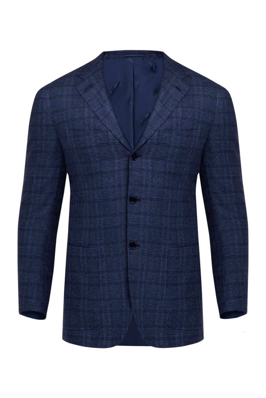 Kiton man jacket made of cashmere and silk, blue for men купить с ценами и фото 143781 - photo 1