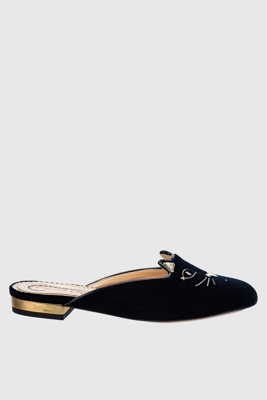 Charlotte Olympia woman black viscose and leather mules for women купить с ценами и фото 144073 - photo 1