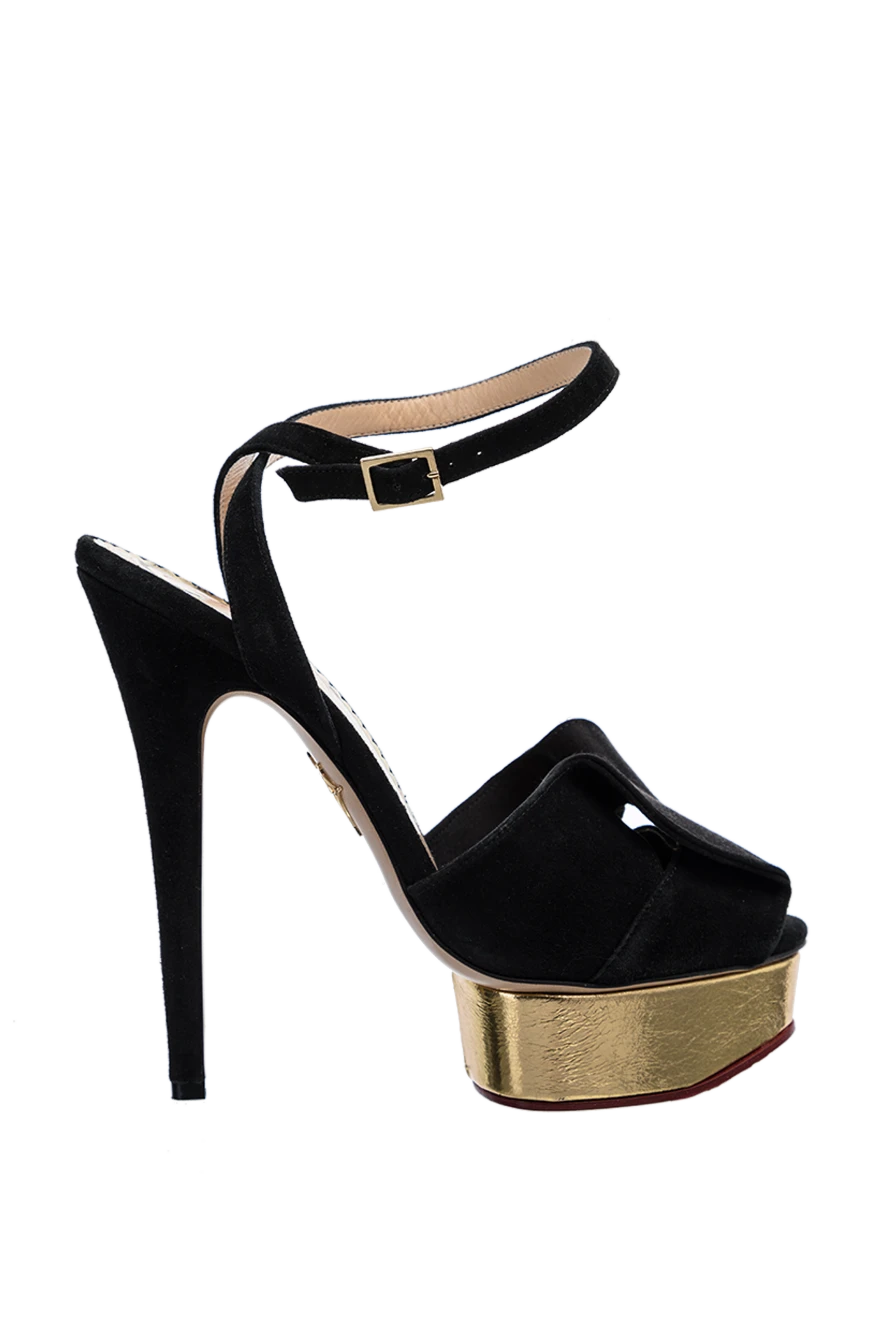 Charlotte Olympia Әйелдер әйелдерге арналған қара былғары сандалдар купить с ценами и фото 144074 - фото 1