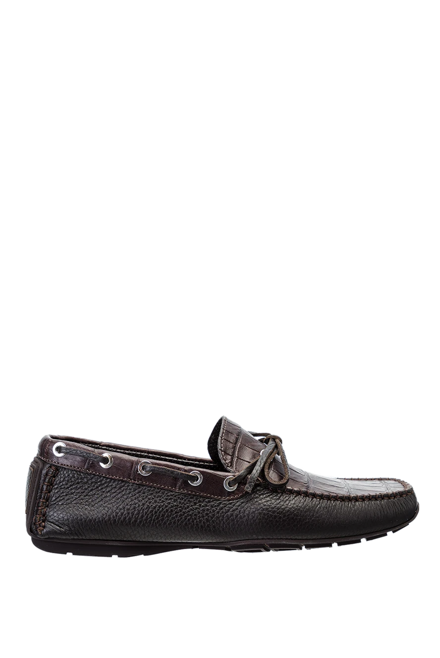 Cesare di Napoli man men's moccasins made of genuine leather and brown alligator skin купить с ценами и фото 144342 - photo 1