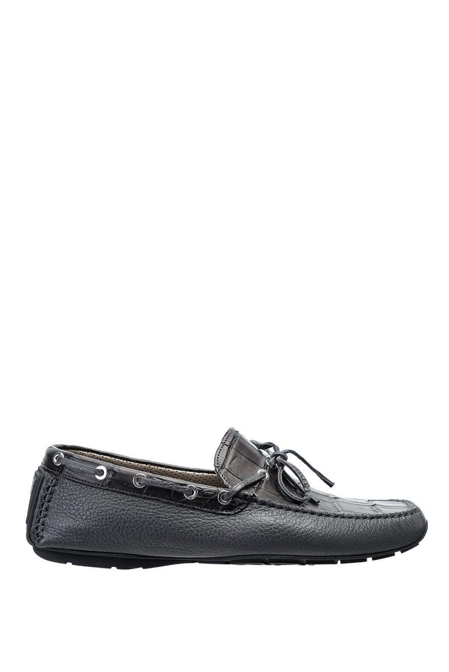 Cesare di Napoli man moccasins for men made of genuine leather and gray alligator skin купить с ценами и фото 144343 - photo 1