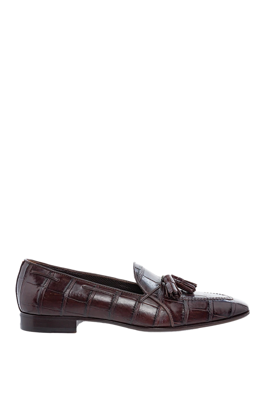 Cesare di Napoli man alligator leather loafers burgundy for men купить с ценами и фото 144349 - photo 1