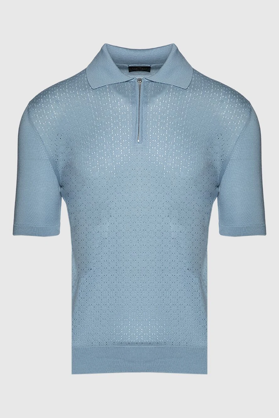 Cesare di Napoli man blue silk polo for men купить с ценами и фото 144464 - photo 1