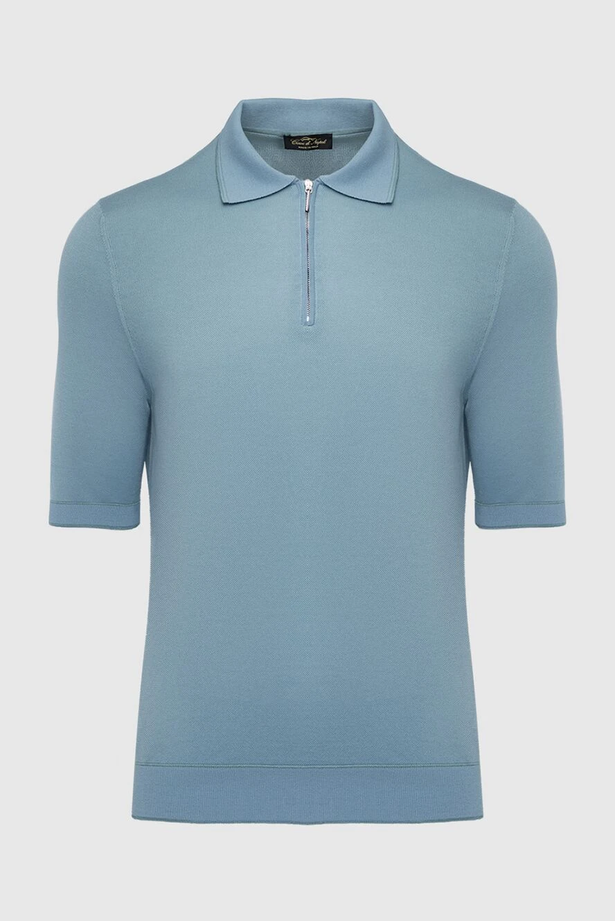 Cesare di Napoli man blue cotton and silk polo for men купить с ценами и фото 144477 - photo 1