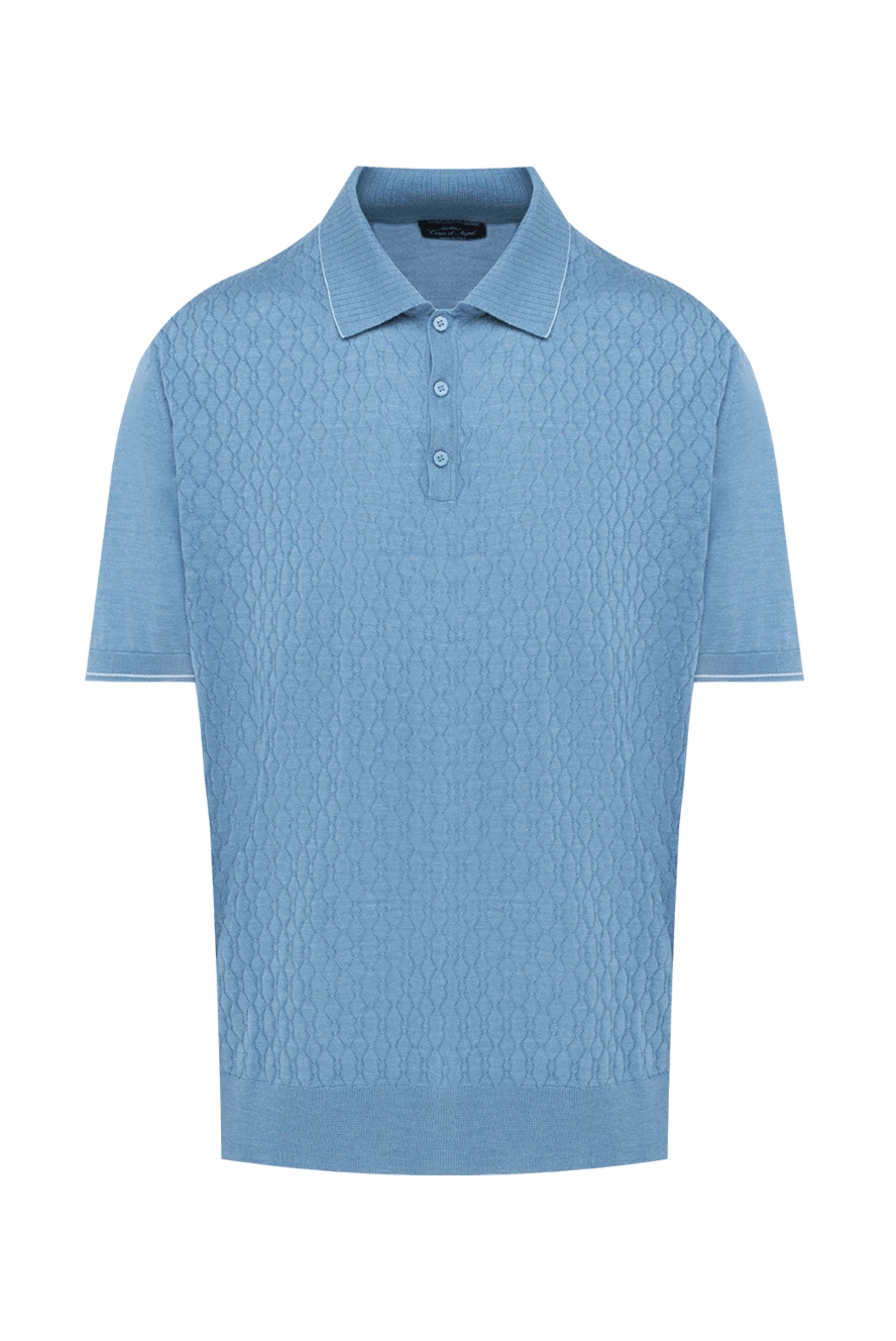 Cesare di Napoli man blue silk polo for men купить с ценами и фото 144486 - photo 1