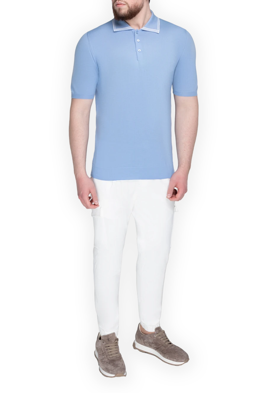 Kiton man blue cotton polo for men купить с ценами и фото 144558 - photo 1