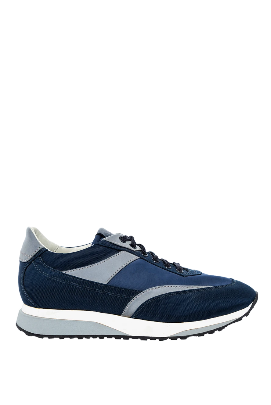 Santoni man blue textile sneakers for men купить с ценами и фото 144640 - photo 1