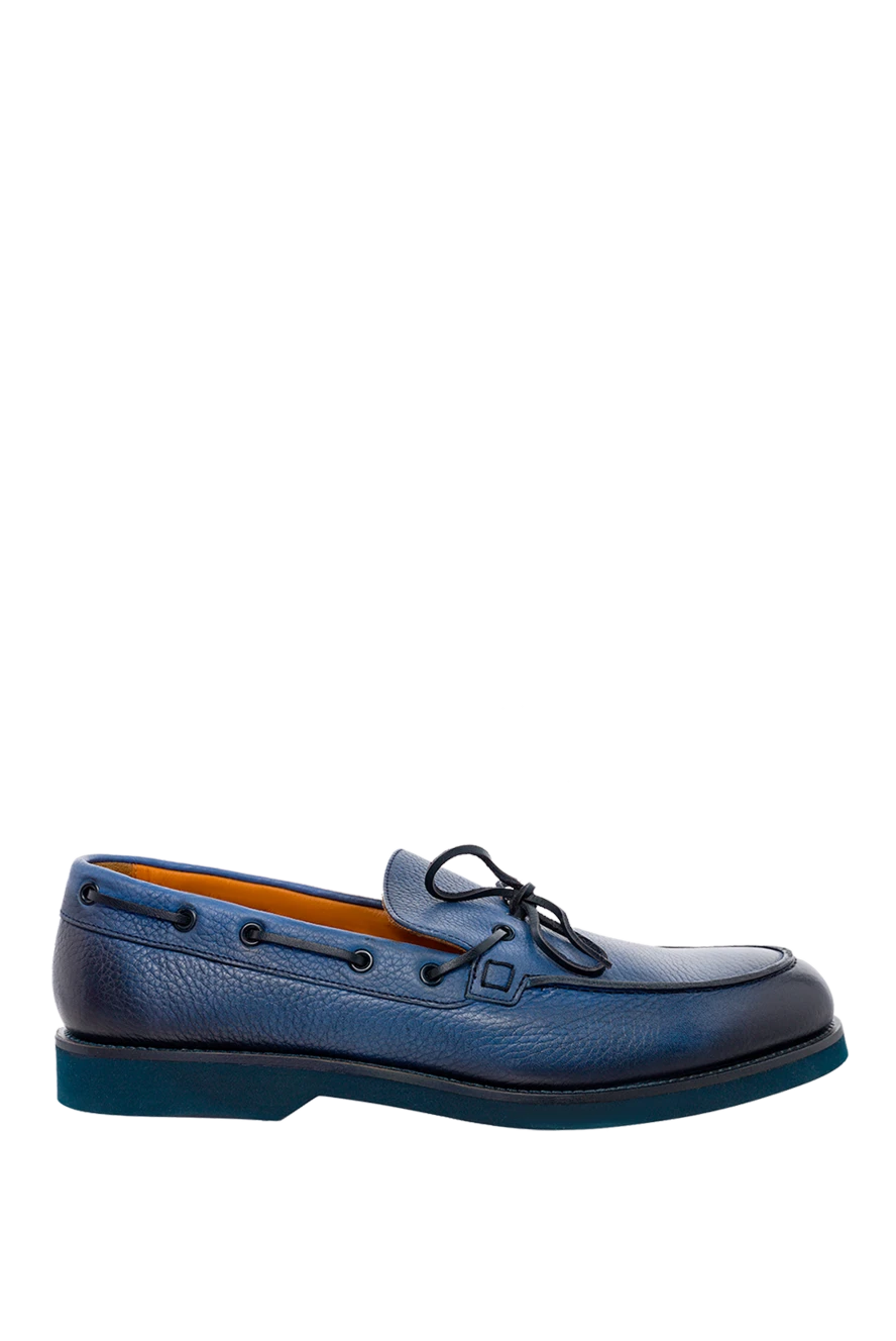 Doucal`s man blue leather loafers for men купить с ценами и фото 144728 - photo 1