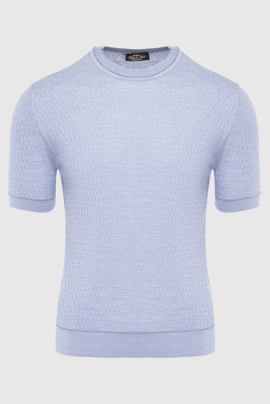 Cesare di Napoli man blue short sleeve silk jumper for men купить с ценами и фото 144884 - photo 1