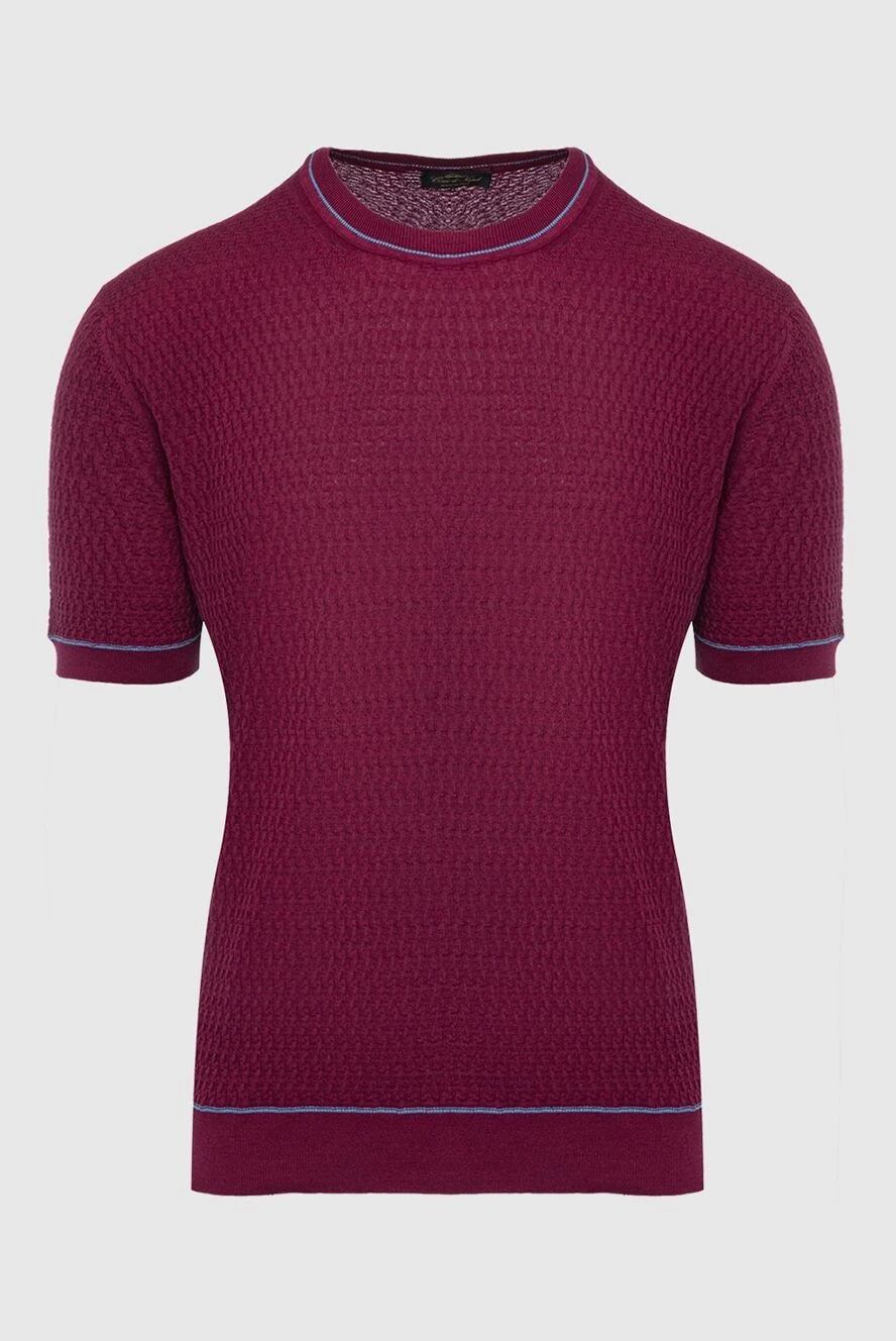 Cesare di Napoli man silk short sleeve jumper burgundy for men купить с ценами и фото 144886 - photo 1