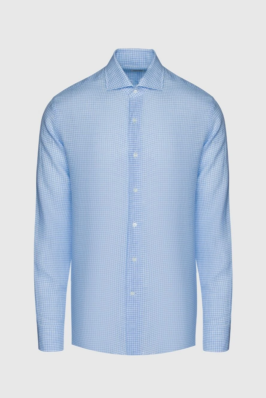 Alessandro Gherardi man men's blue linen shirt купить с ценами и фото 145040 - photo 1