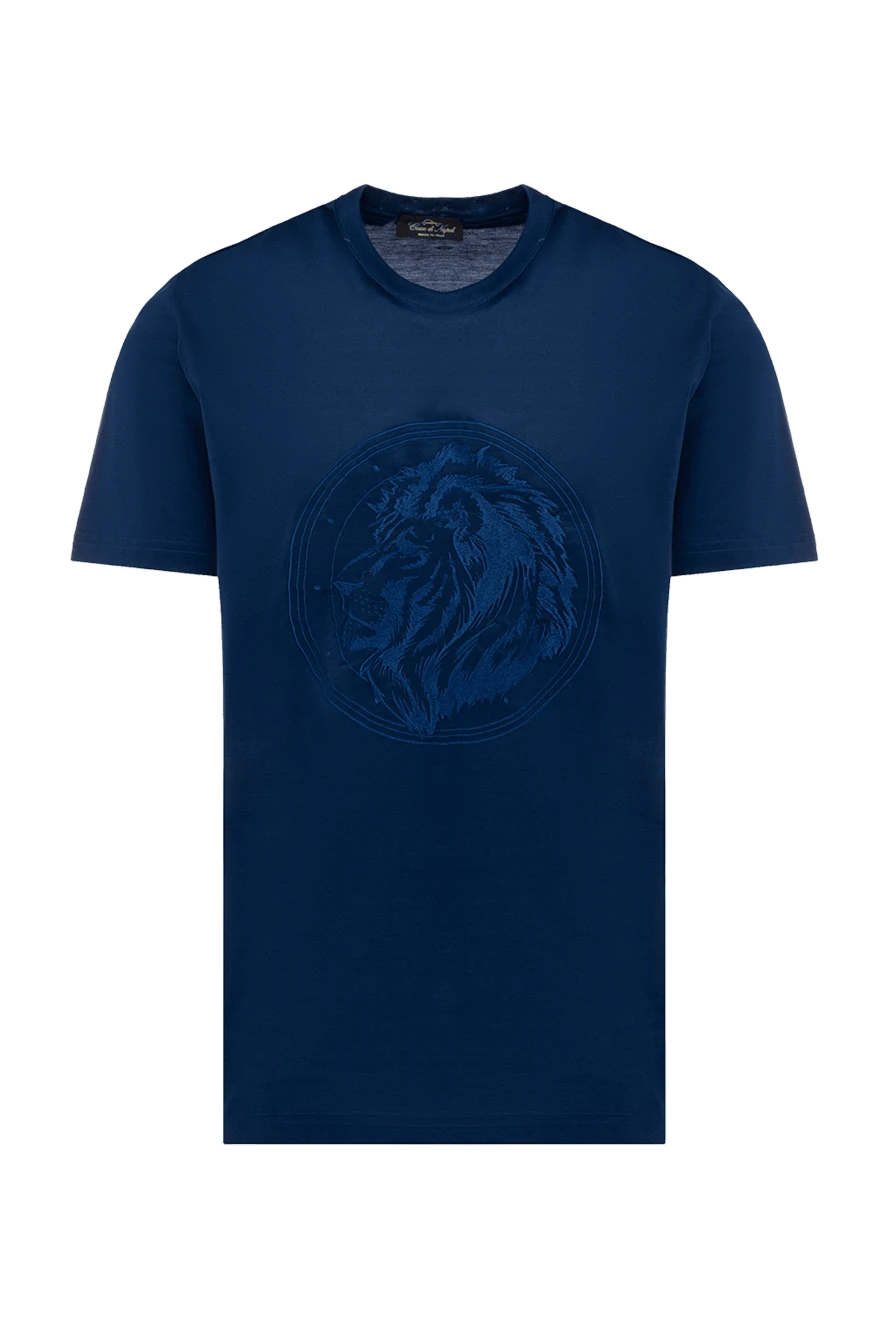 Cesare di Napoli man cotton t-shirt blue for men купить с ценами и фото 145079 - photo 1