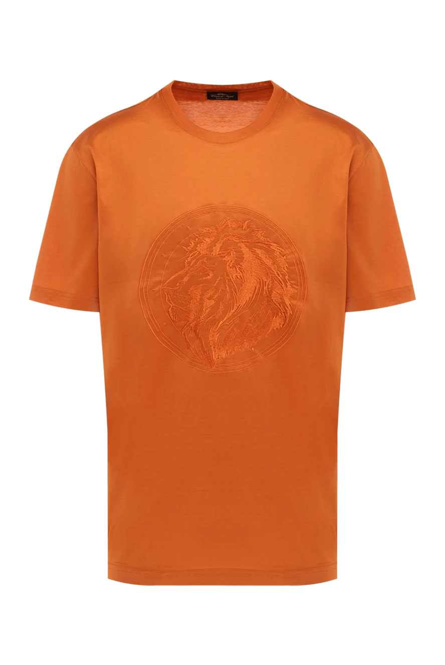 Cesare di Napoli man cotton t-shirt orange for men купить с ценами и фото 145081 - photo 1