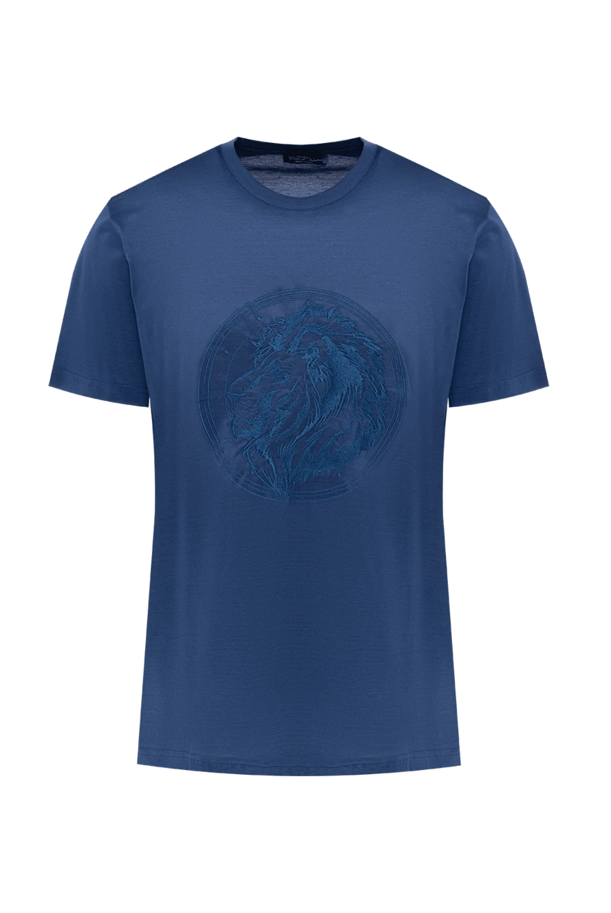 Cesare di Napoli man cotton t-shirt blue for men купить с ценами и фото 145082 - photo 1