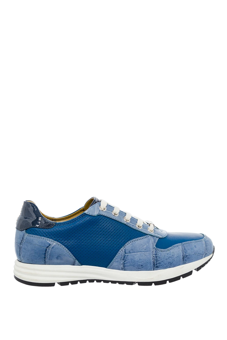 Tardini man sneakers in leather and alligator blue for men купить с ценами и фото 145409 - photo 1