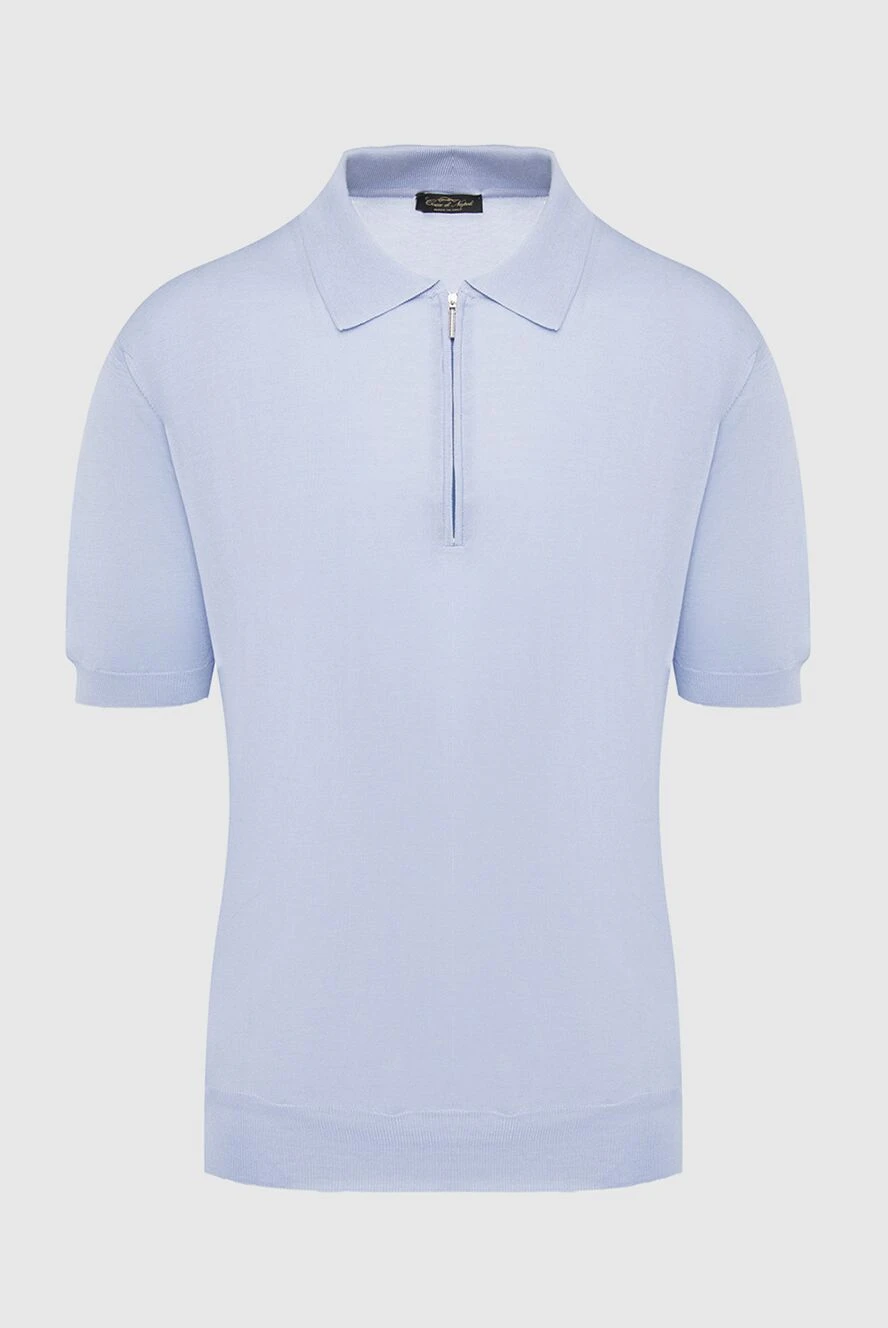 Cesare di Napoli man blue silk polo for men купить с ценами и фото 145413 - photo 1