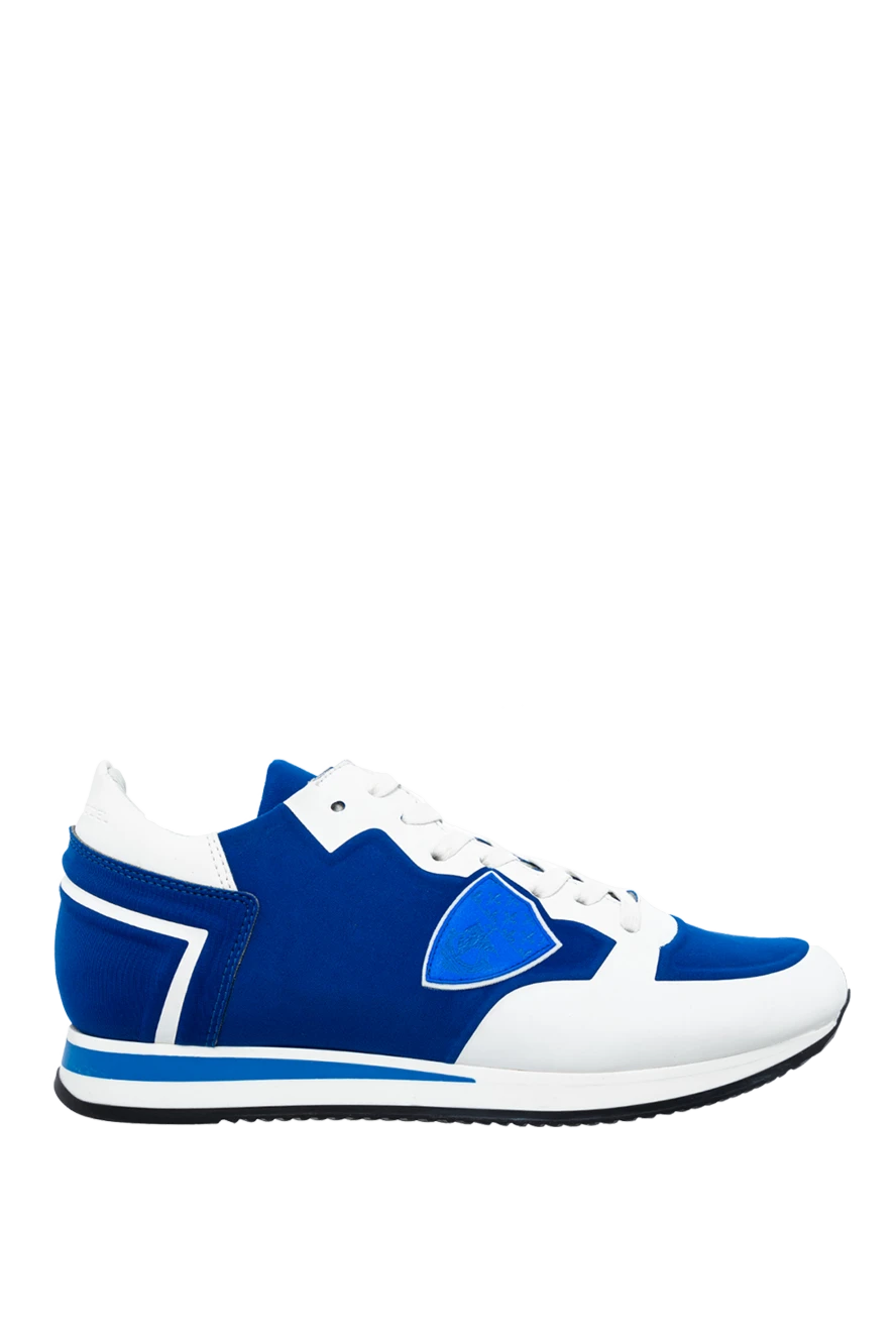 Philippe Model man sneakers in leather and textile blue for men купить с ценами и фото 145469 - photo 1