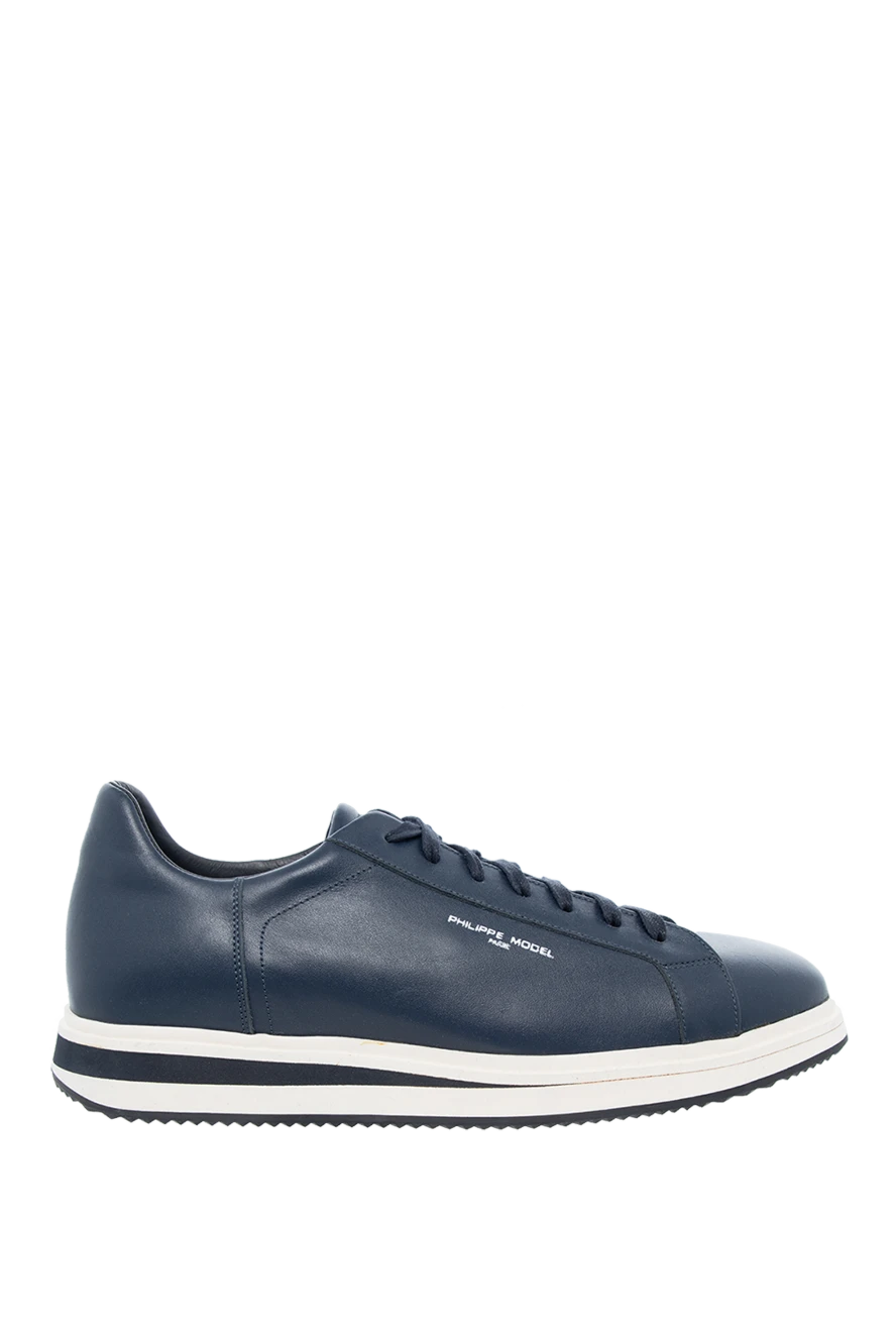 Philippe Model man blue leather sneakers for men купить с ценами и фото 145474 - photo 1