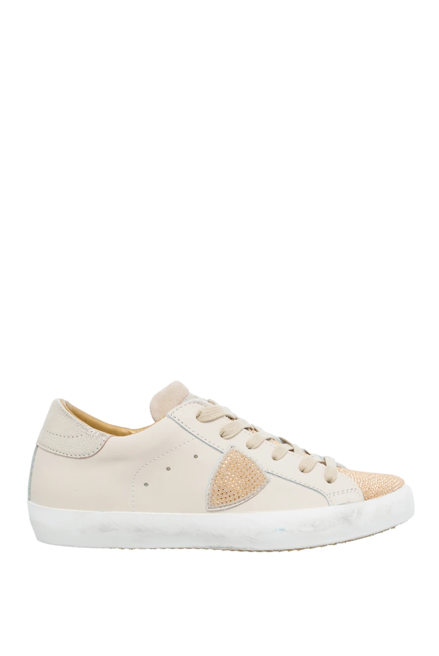 Philippe Model woman beige leather sneakers for women купить с ценами и фото 145518 - photo 1