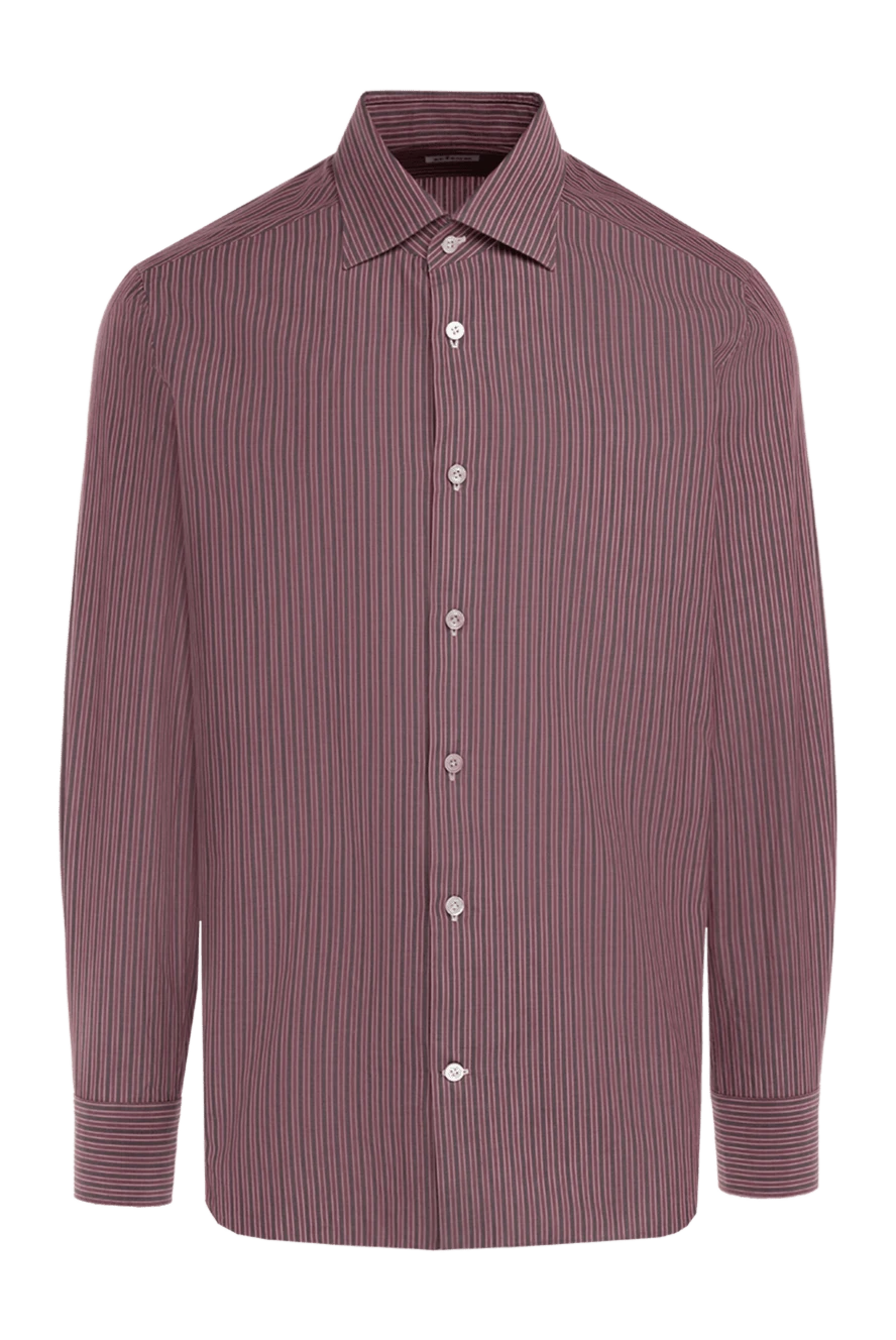 Kiton man men's burgundy cotton shirt купить с ценами и фото 146371 - photo 1