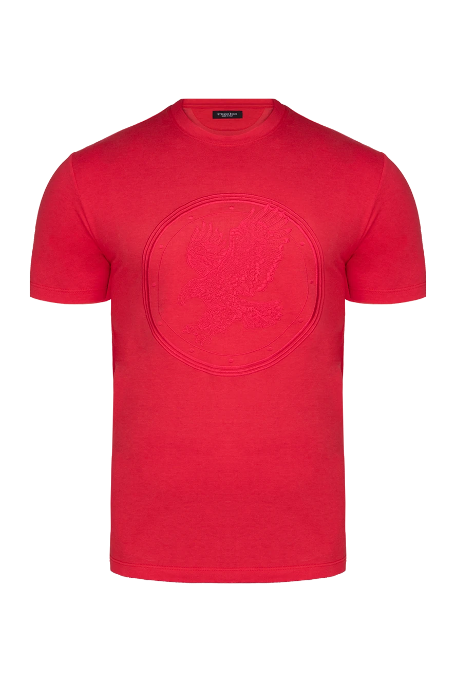 Stefano Ricci футболка из хлопка и модала красная мужская 146635 - фото 1