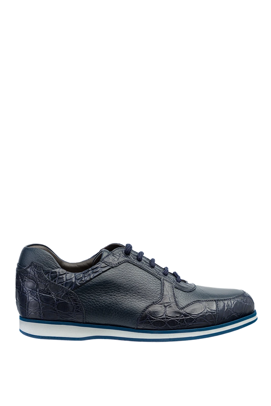 Cesare di Napoli man blue leather sneakers for men купить с ценами и фото 146647 - photo 1