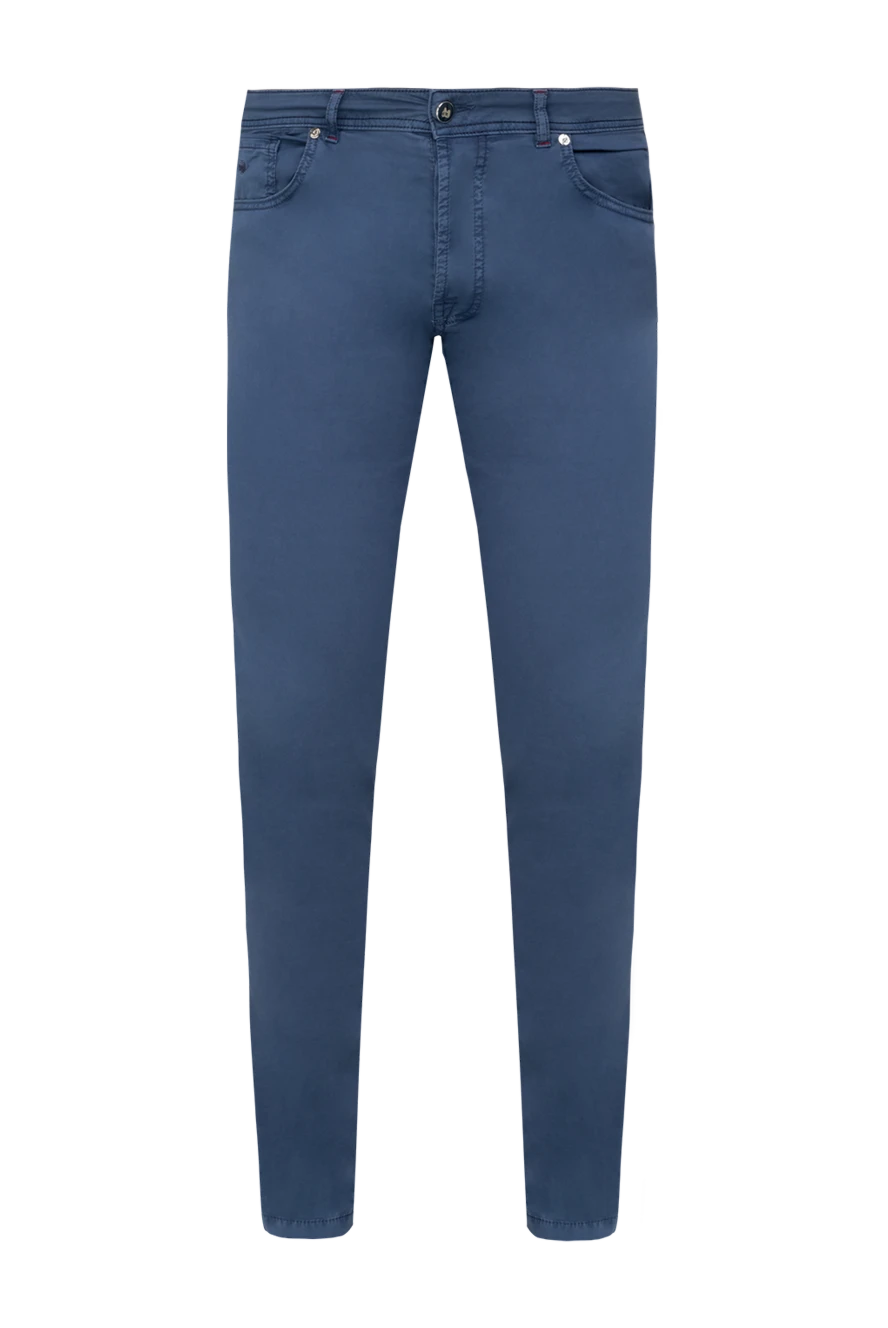 Marco Pescarolo man men's blue cotton and elastane trousers купить с ценами и фото 146684 - photo 1