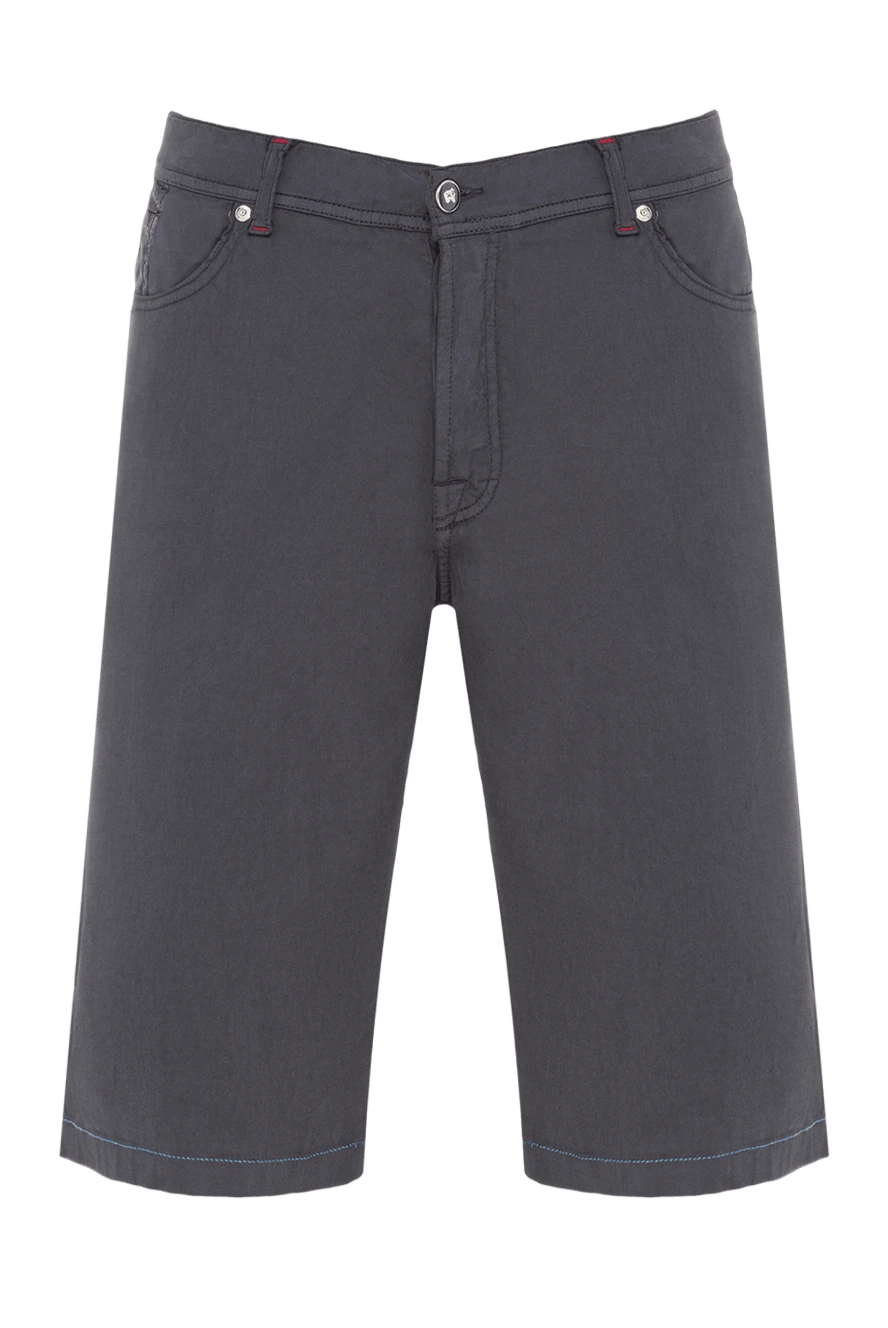 Marco Pescarolo голубые мужские брюки из хлопка и шелка прямого кроя на лето 146687 - фото 1