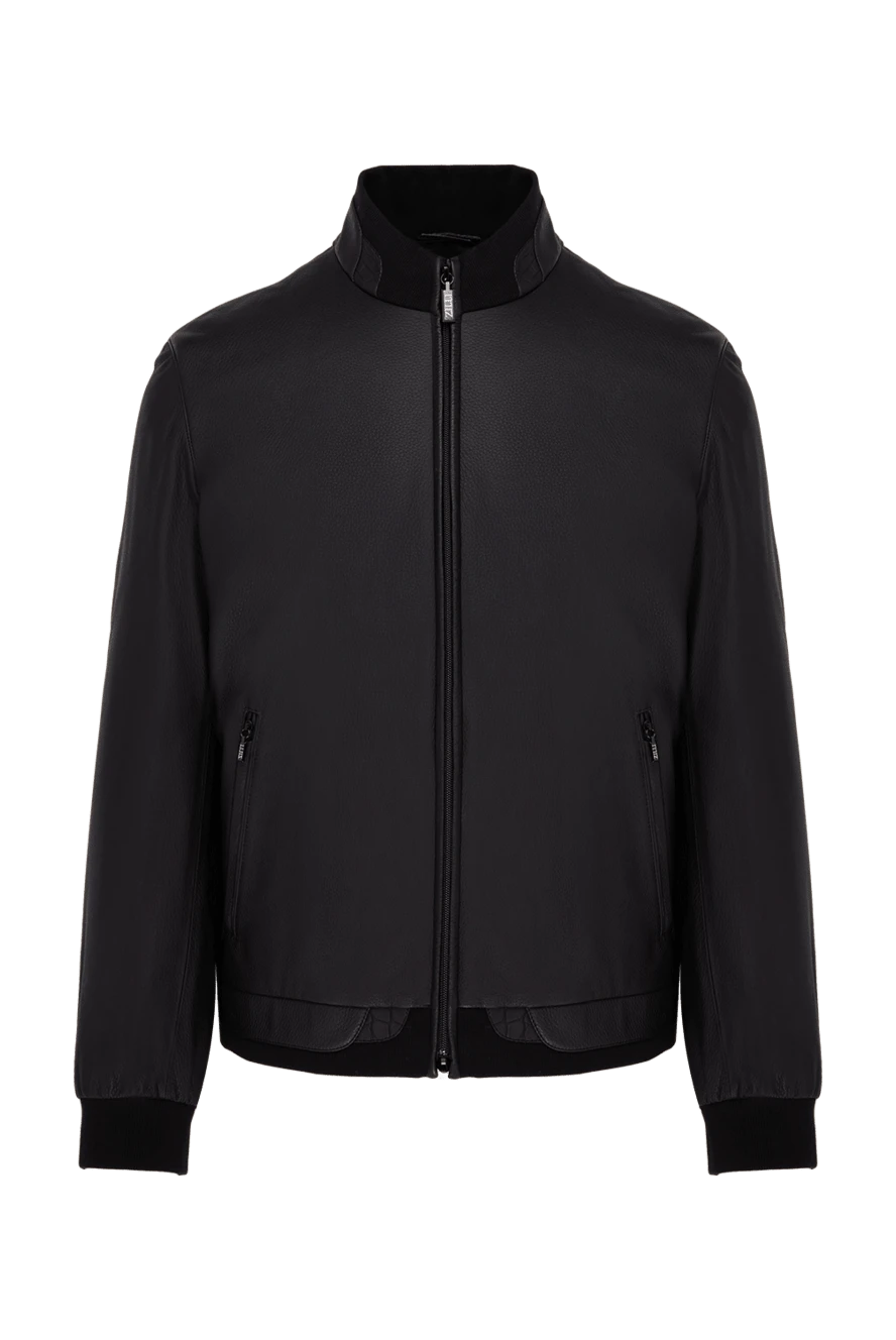 Zilli куртка из натуральной кожи и кожи аллигатора черная мужская 146693 - фото 1