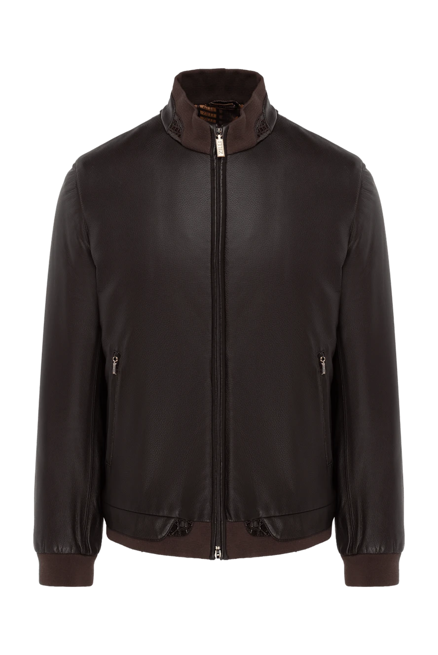 Zilli куртка из натуральной кожи и кожи аллигатора коричневая мужская 146694 - фото 1