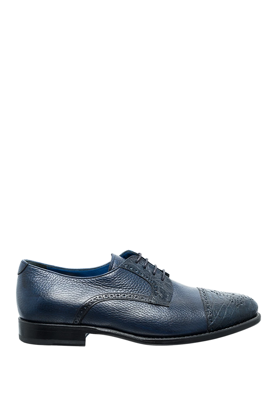 Cesare di Napoli man men's shoes made of leather and crocodile skin blue купить с ценами и фото 146727 - photo 1