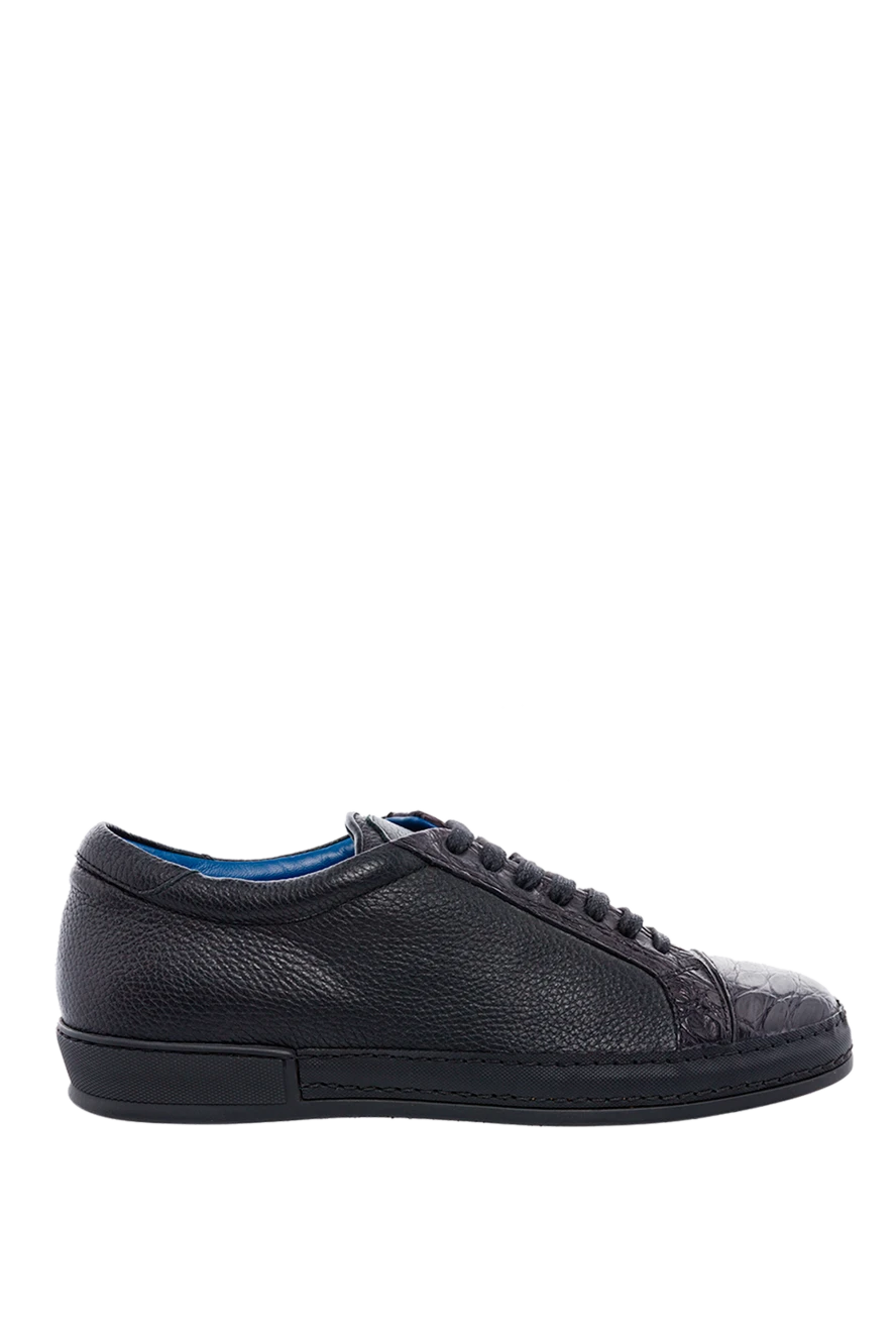 Cesare di Napoli man black leather sneakers for men купить с ценами и фото 146729 - photo 1