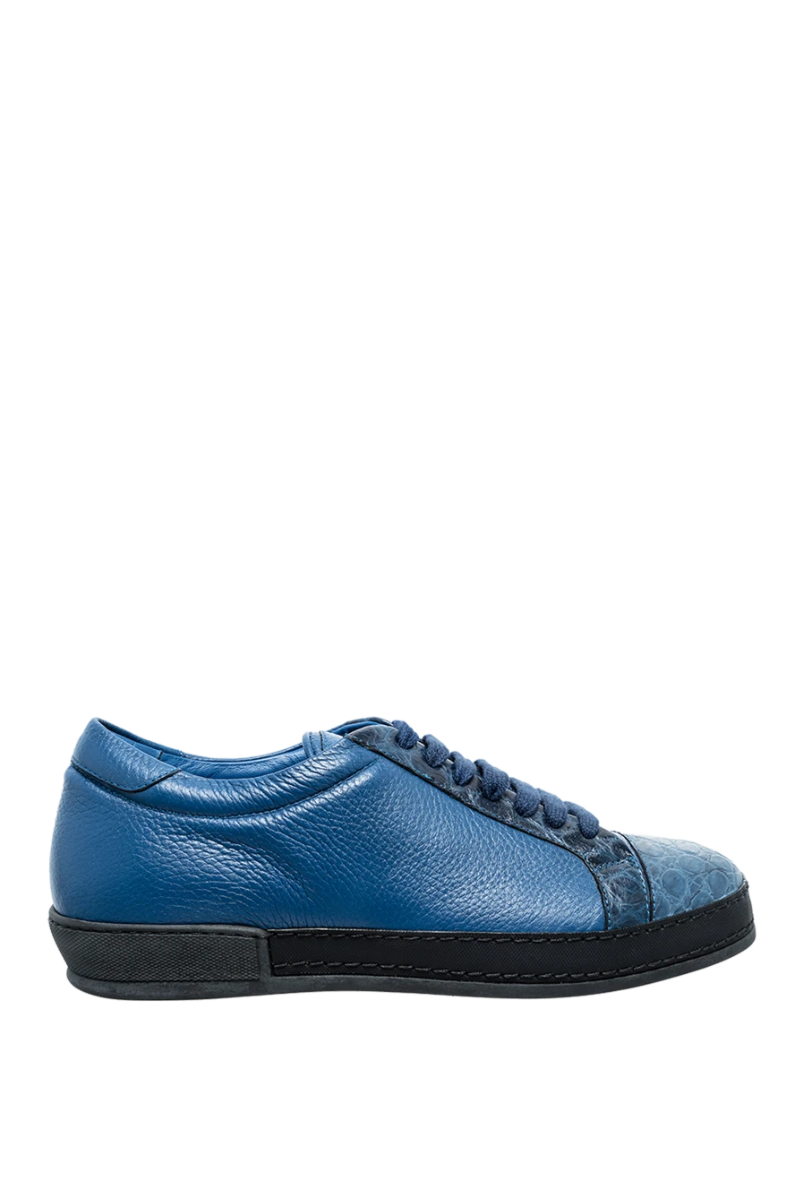 Cesare di Napoli man blue leather sneakers for men купить с ценами и фото 146730 - photo 1