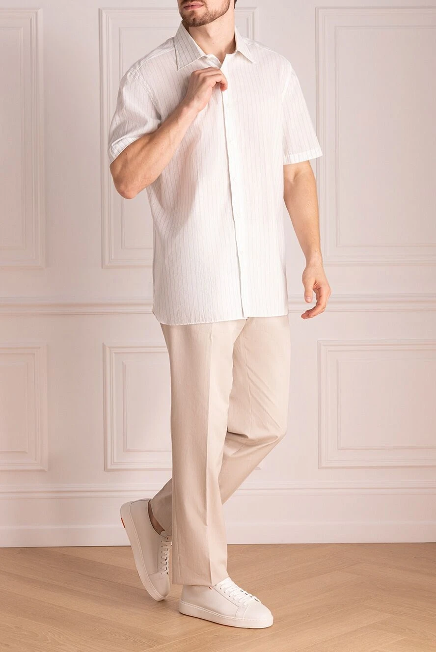 Bilancioni man beige cotton trousers for men купить с ценами и фото 146823 - photo 1