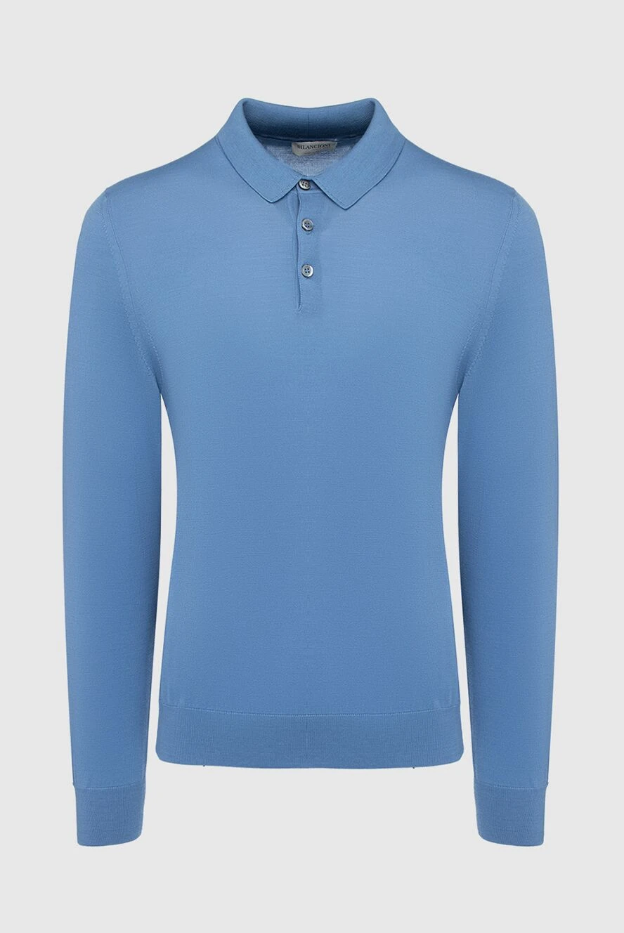 Bilancioni man blue wool long sleeve polo for men купить с ценами и фото 146858 - photo 1