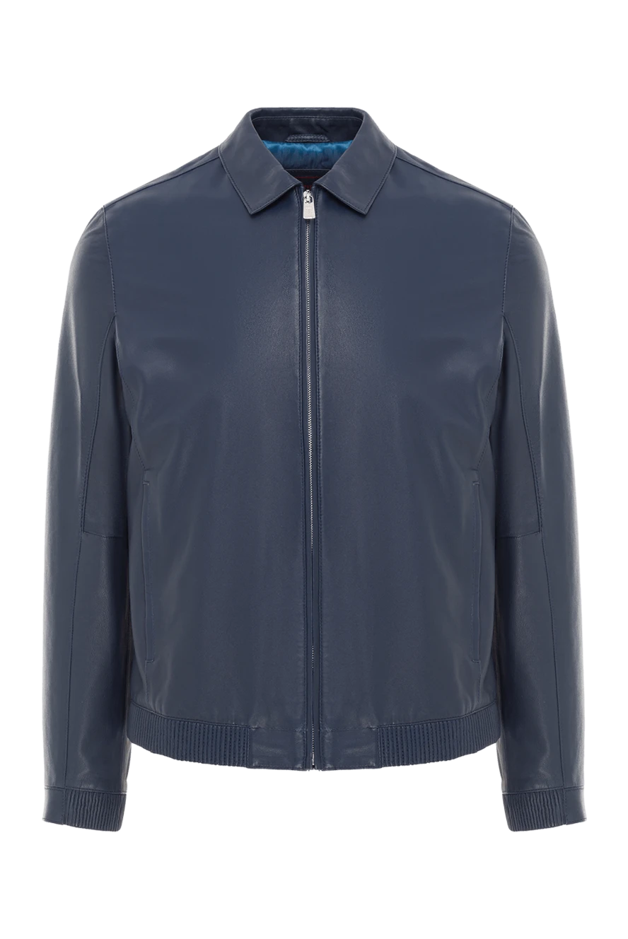 Torras куртка кожаная классическая синяя мужская с отложным воротником 147011 - фото 1