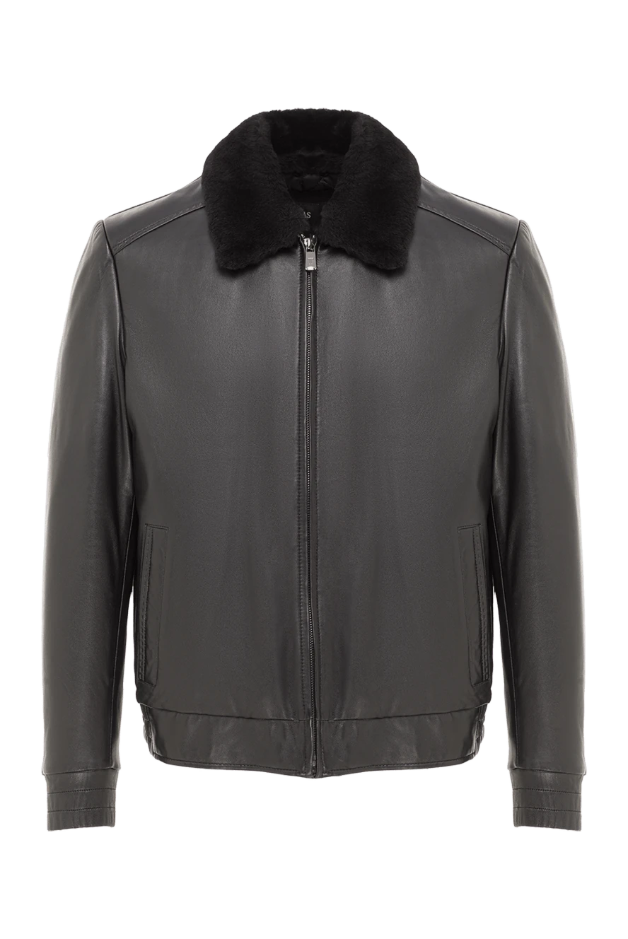 Torras куртка кожаная черная с отложным меховым воротником мужская 147013 - фото 1