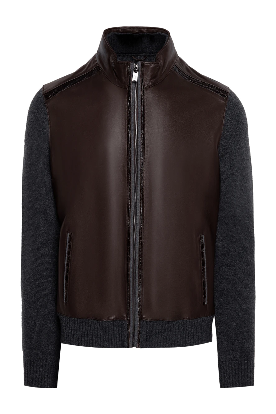 Torras man men's cardigan made of genuine leather and cashmere, brown купить с ценами и фото 147015 - photo 1