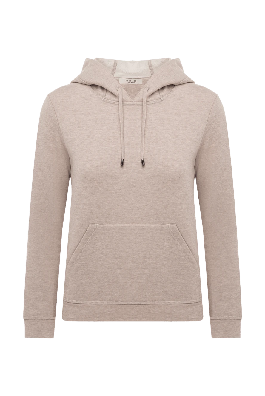 Peserico woman beige women's cotton and elastane hoodie купить с ценами и фото 147115 - photo 1