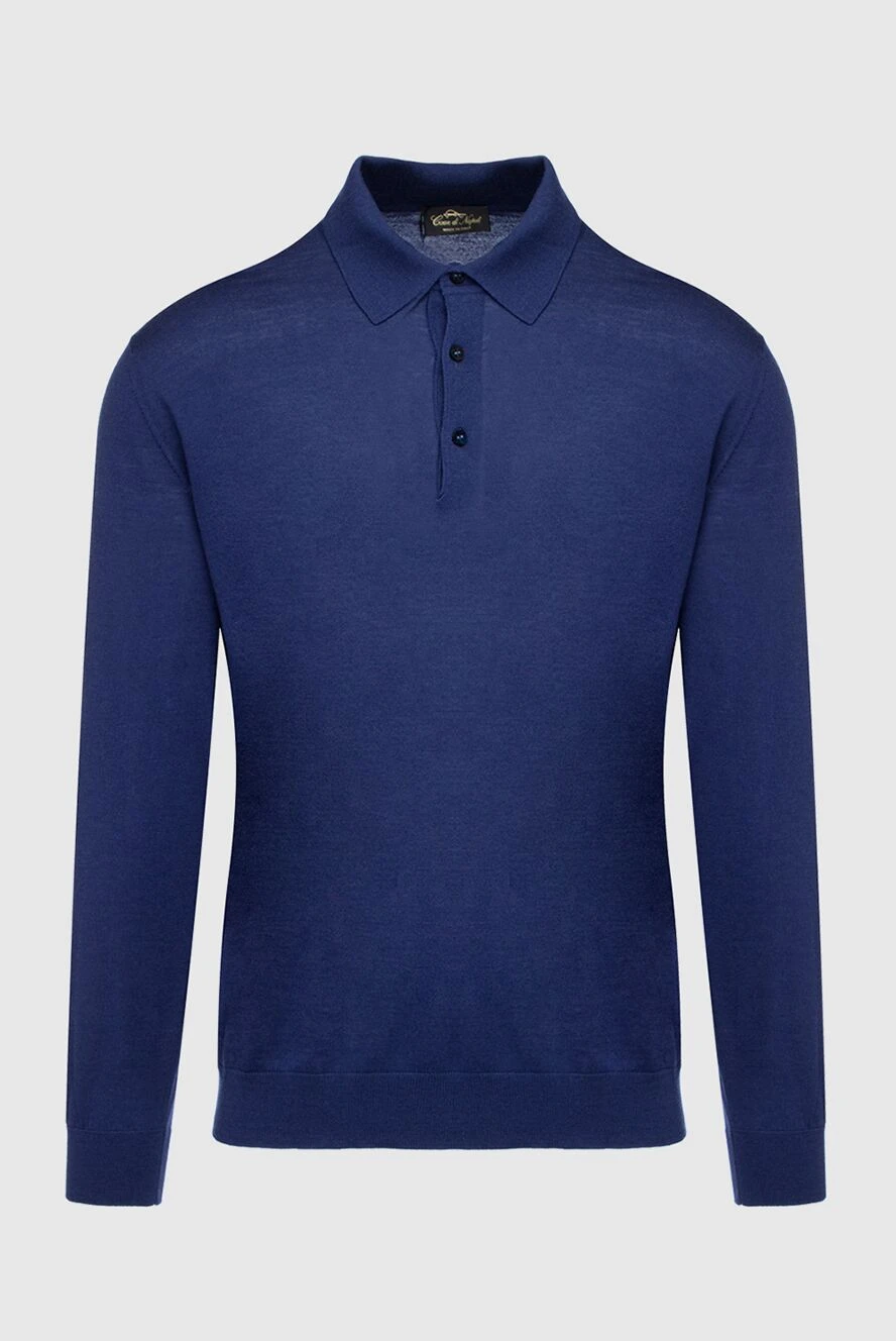 Cesare di Napoli man wool long sleeve polo blue for men купить с ценами и фото 147157 - photo 1