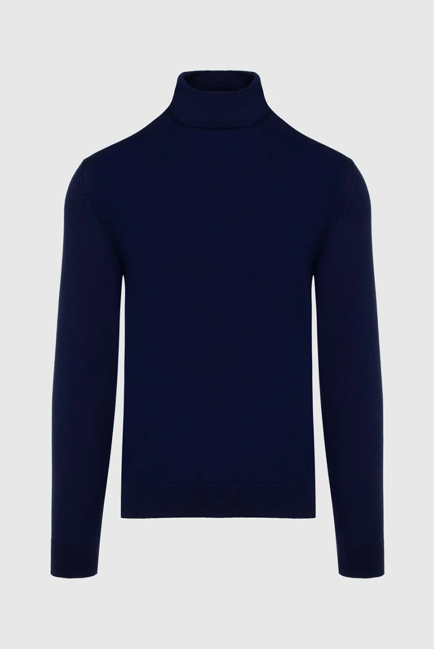 Cesare di Napoli man men's blue wool jumper with stand-up collar купить с ценами и фото 147326 - photo 1